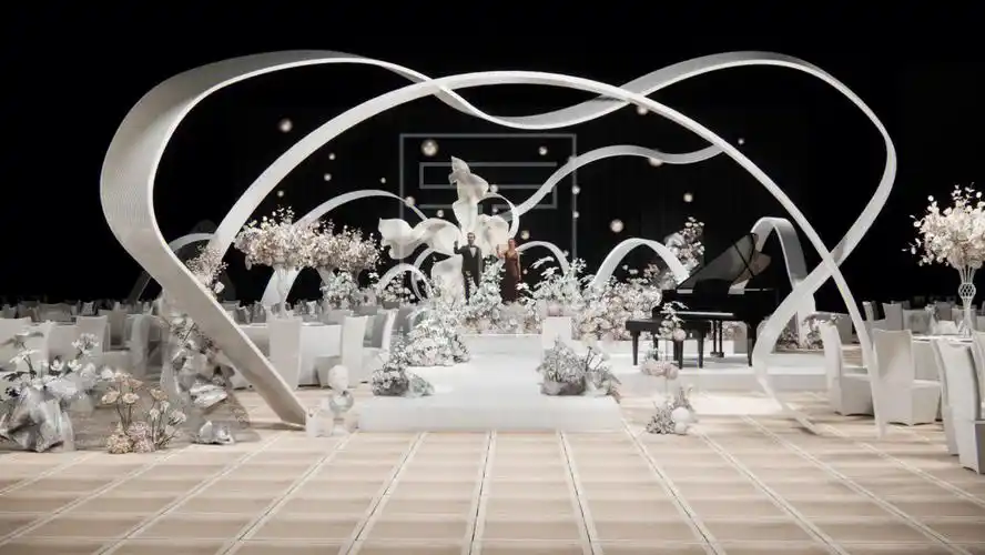 白色极简风质感婚礼设计婚礼效果图