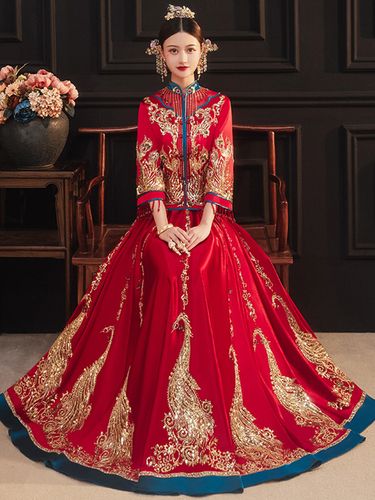 品牌汉服花嫁婚服明制【相敬如宾】凤冠霞帔全套中国风新娘古装嫁衣0