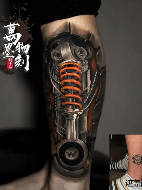 机械腿遮盖_纹身图案手稿图片_陈凡的纹身作品集