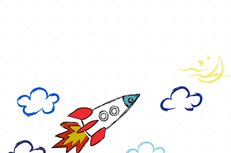 世界航天日手绘卡通小火箭上太空免抠素材