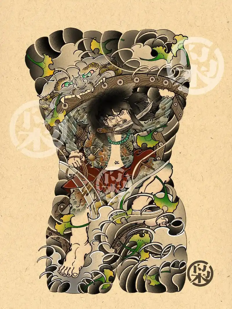 抖音图文来了 改版张顺破水门满背手稿#阜阳纹身 #老传统纹 - 兑趑