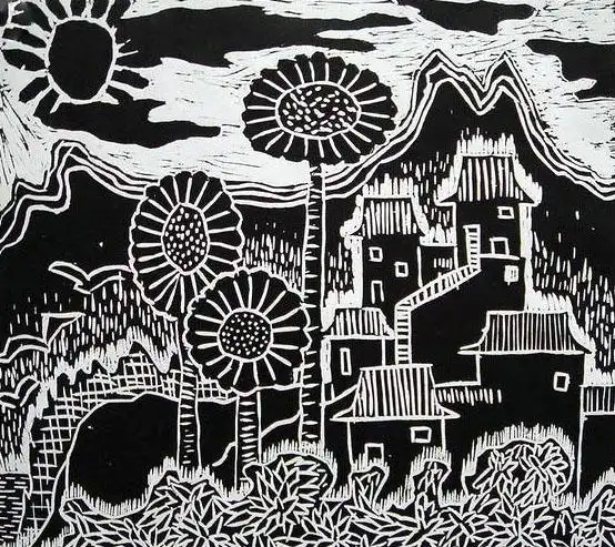 现代建筑 儿童版画