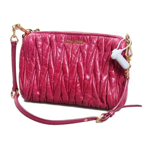 miumiu(缪缪) 粉紫色褶皱皮质单肩包