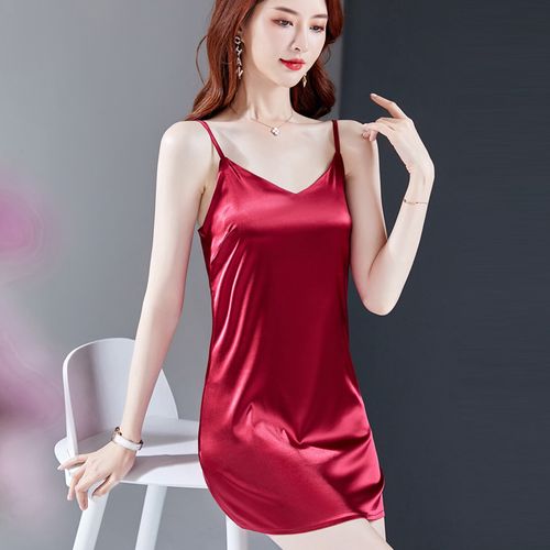 真丝睡裙女夏季时尚外穿桑蚕丝薄款性感睡衣女士丝绸吊带睡衣夏天
