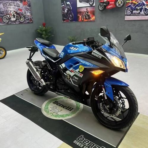 二手川崎款小忍者250cc双缸水冷400cc趴赛地平线燃油摩托车跑车 蓝色