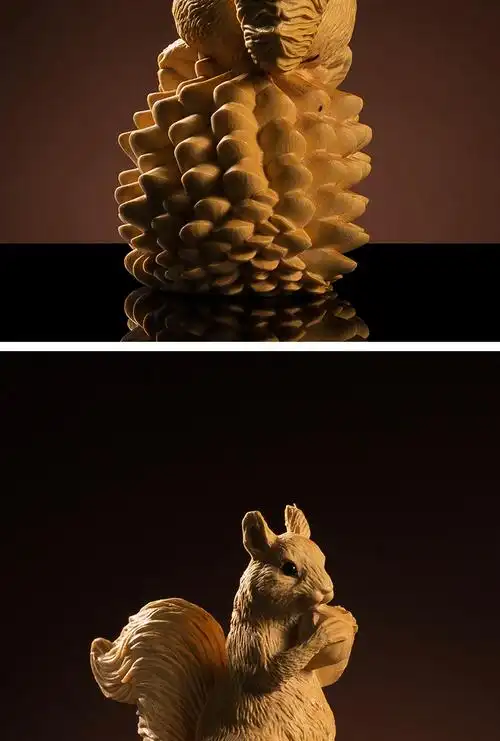 黄杨木雕可爱松鼠把件 实木雕刻动物小松鼠 精雕工艺礼品 福州