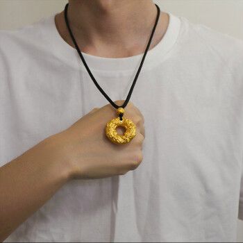 oeny999足金黄金吊坠圆貔貅男士项链3d硬金男款挂坠七夕礼物送男朋友