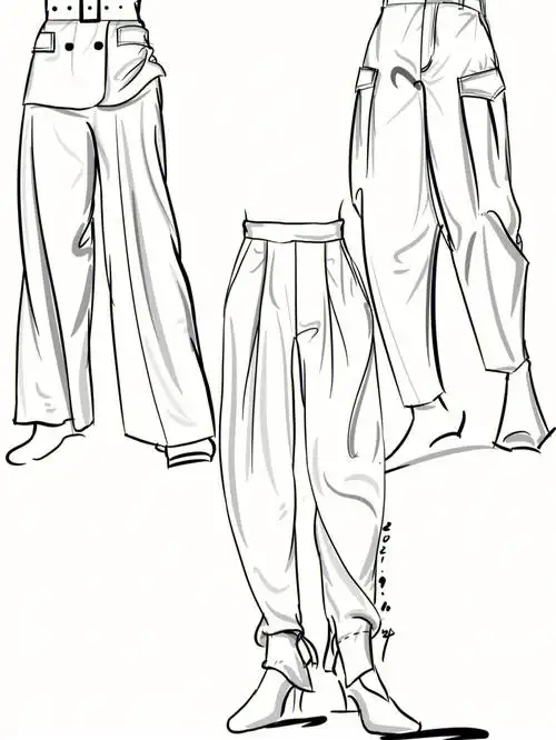 服装设计手绘服装效果图裤子练习篇