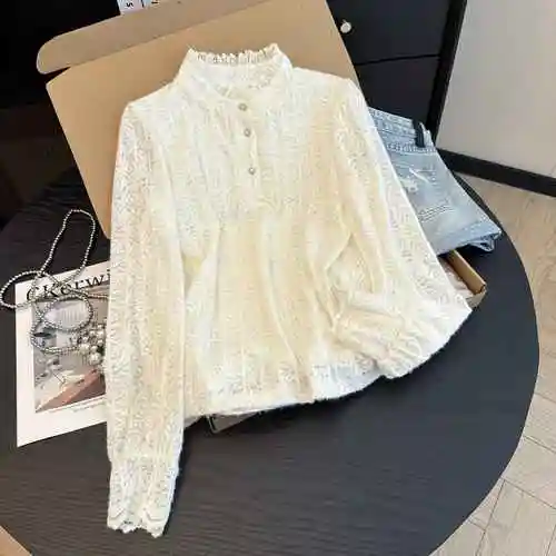 法式高级感蕾丝打底衫女秋冬季百搭2025新款气质内搭长袖上衣洋气