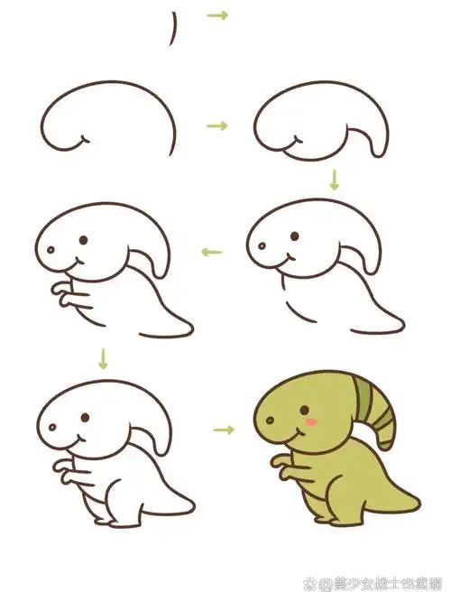 小贝简笔画-副栉龙