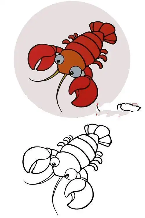 龙虾简笔画彩色