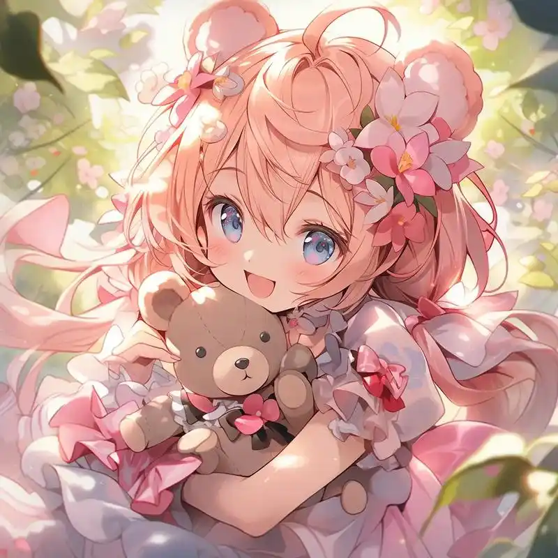 梦幻童话,可爱少女双马尾,粉色连 - 抖音