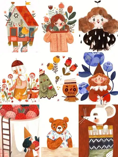 插画师mona k|儿童插画素材|素材积累|色彩