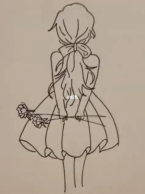 孤独背影素描简笔画女孩背影照酷酷的女孩简笔画漂亮长头发动漫女孩