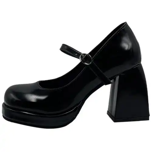 玛丽珍粗跟高跟鞋女2022新款仙女风防水台jk法式方头一字扣带单鞋