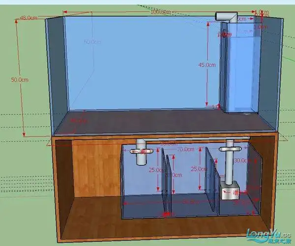 100*50*50鱼缸 底滤各种细节设计,请高手斧正!