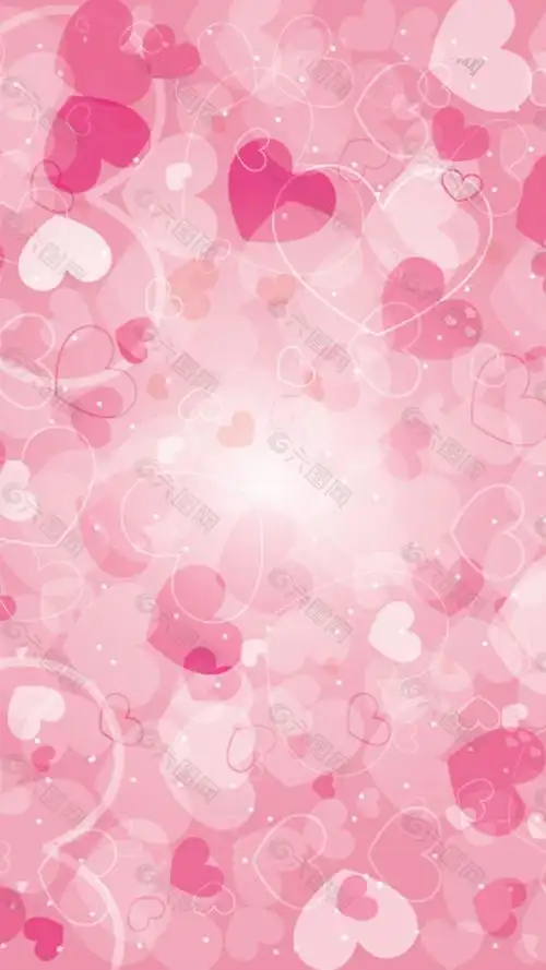 唯美粉色心形h5背景素材