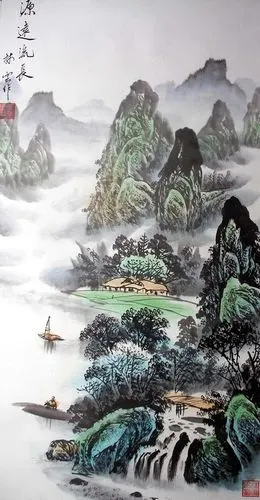 三尺水墨山水画