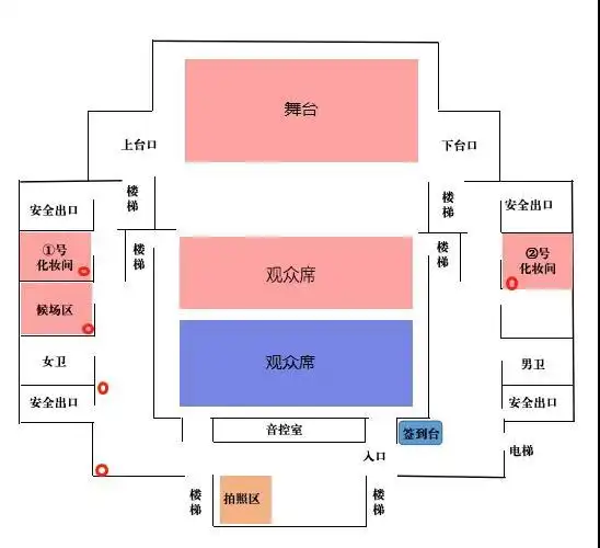 (小杜鹃梦想剧场平面图↑)(小杜鹃梦想剧场舞台尺寸图↑)剧场参数剧场
