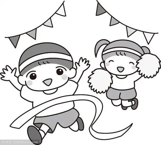 男孩和女孩参加运动会