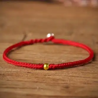 拾纯首饰手作手链手工编织本命年红绳手链女情侣手绳黄金转运珠手红色