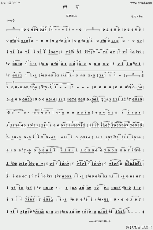 回家(萨克斯曲)_歌谱简谱_哆来咪123曲谱网