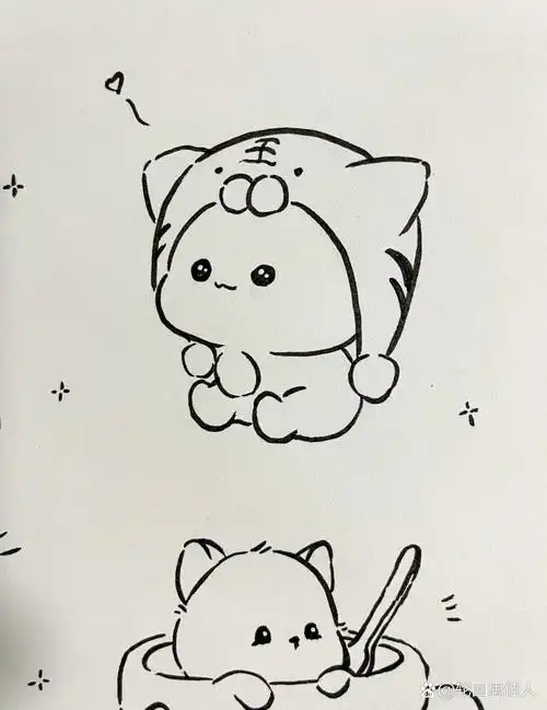 简笔画小猫咪|敲可爱萌萌哒|内附细节图 今天一组超可爱的小猫咪93