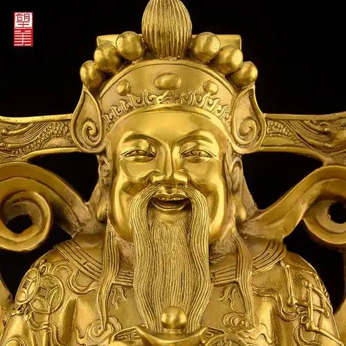 纯铜财神爷佛像摆件家用供奉店铺开业铜像比干文摆件