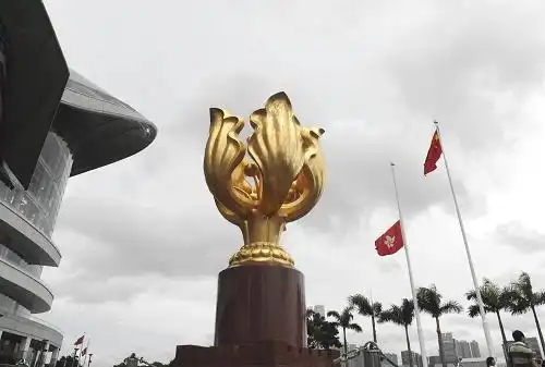 8月24日,在香港金紫荆广场,香港特区区旗下半旗向