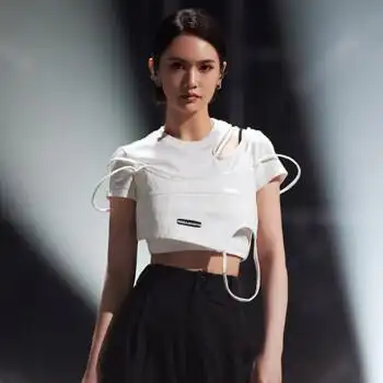 乘风破浪的姐姐同款 乘风破浪杨丞琳同款白吊带t恤女短袖露脐短款上衣