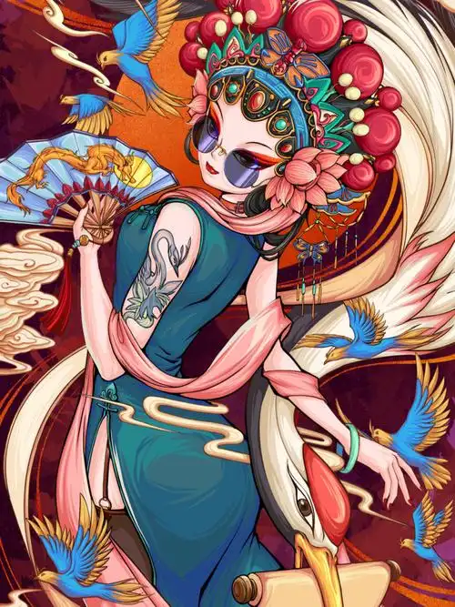 东来也国潮京剧插画