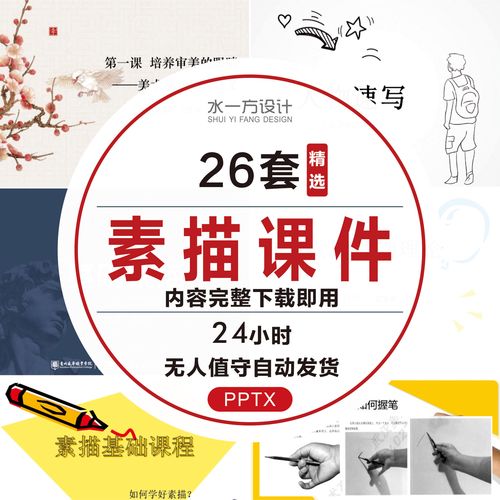 素描手绘基础课程培训课件ppt模板美术绘画人物静物素描知识说课