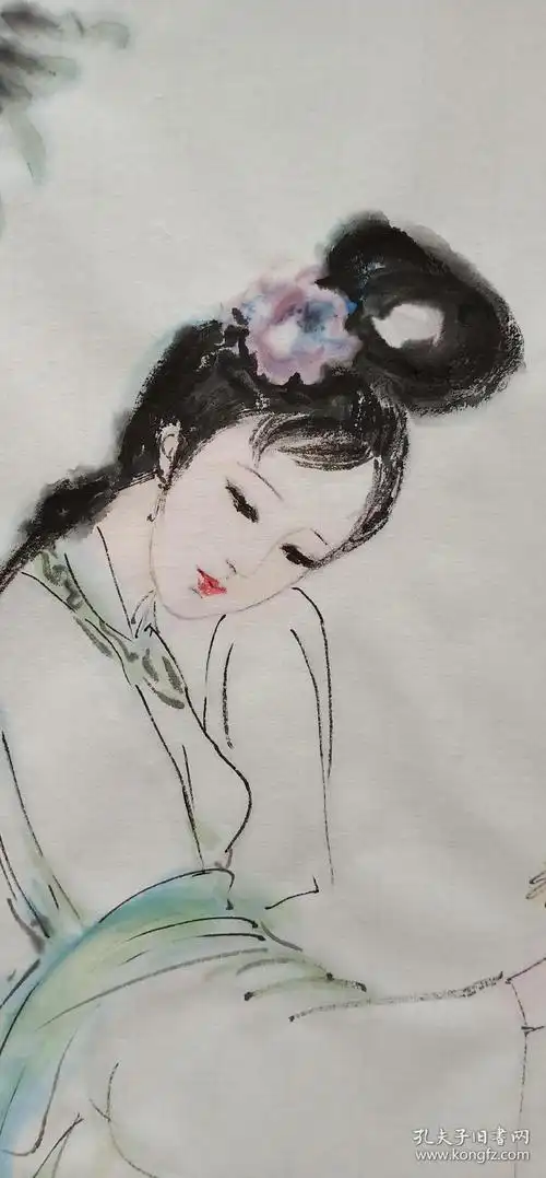 国画写意仕女红楼梦黛玉伤情