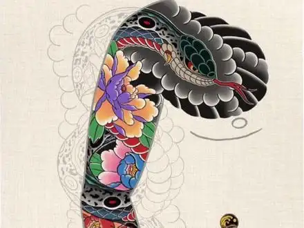 日式老传统花臂纹身图案手稿第1集