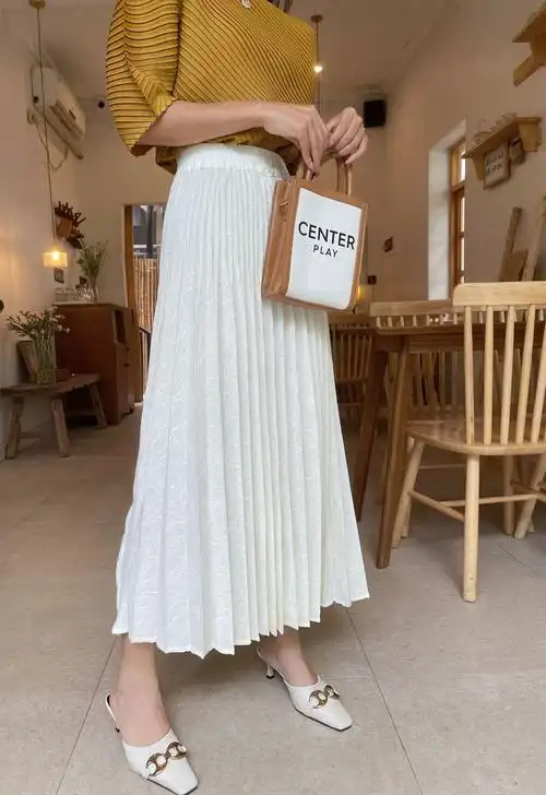 2021三宅褶皱半身裙百褶群女士优雅中长款舒适透气压褶裙女装褶衣