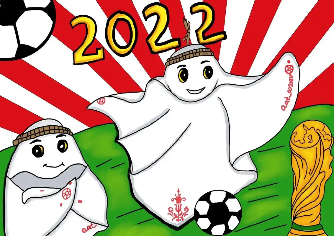 世界杯.卡塔尔2022#卡塔尔吉祥物 #绘画 #简笔画 - 抖音