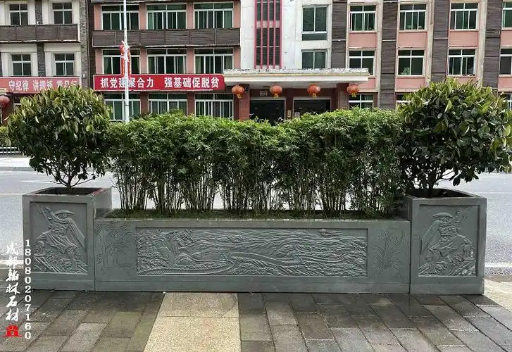 花箱案例_四川青石厂家_四川青石栏杆_四川青石雕刻_成都翰林石材有限