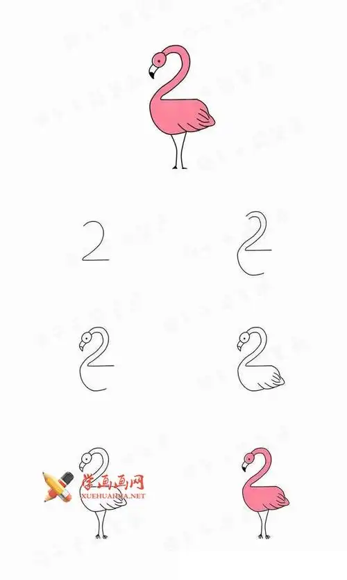 用数字画小动物的简笔画【彩色】