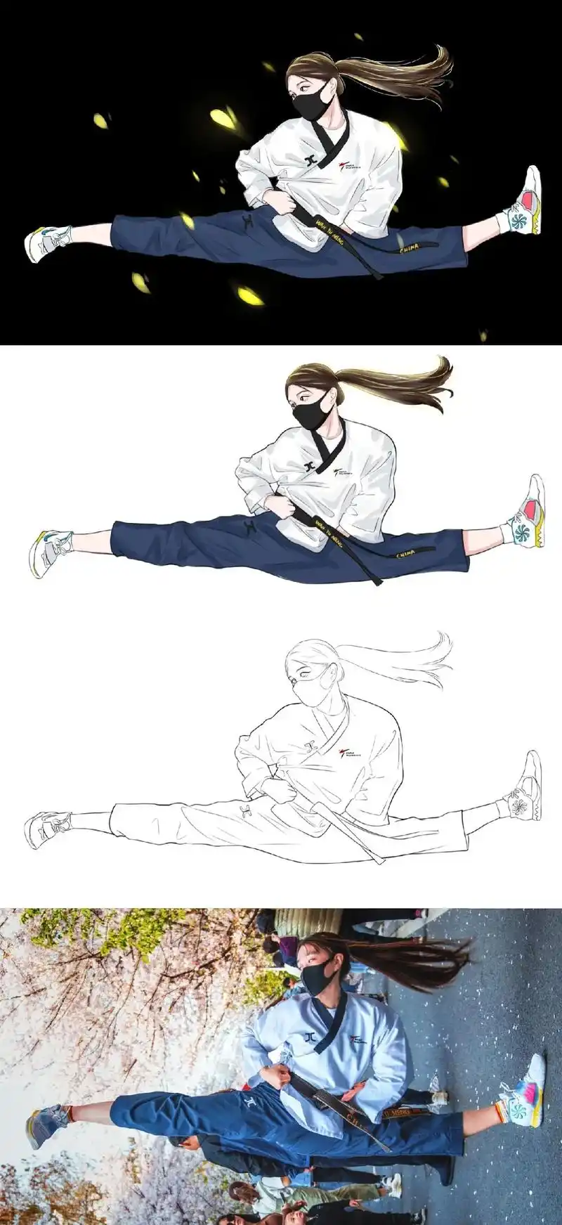 关关雎鸠,在河之洲.窈窕淑女,一拳ko#跆拳道 #一字马侧踢 - 抖音