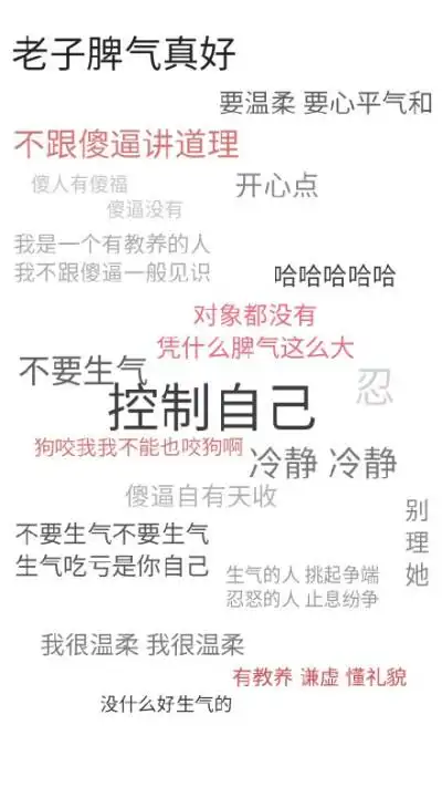 老子脾气真好,控制自己,冷静冷静