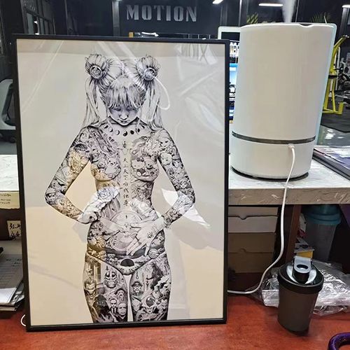 大友昇平创意纹身平成圣母个性装饰画美少女马尾少女工作室墙版画