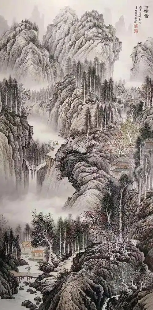中国当代传统工笔山水领军人物——周金山|山水画|画家|范宽|国画_网