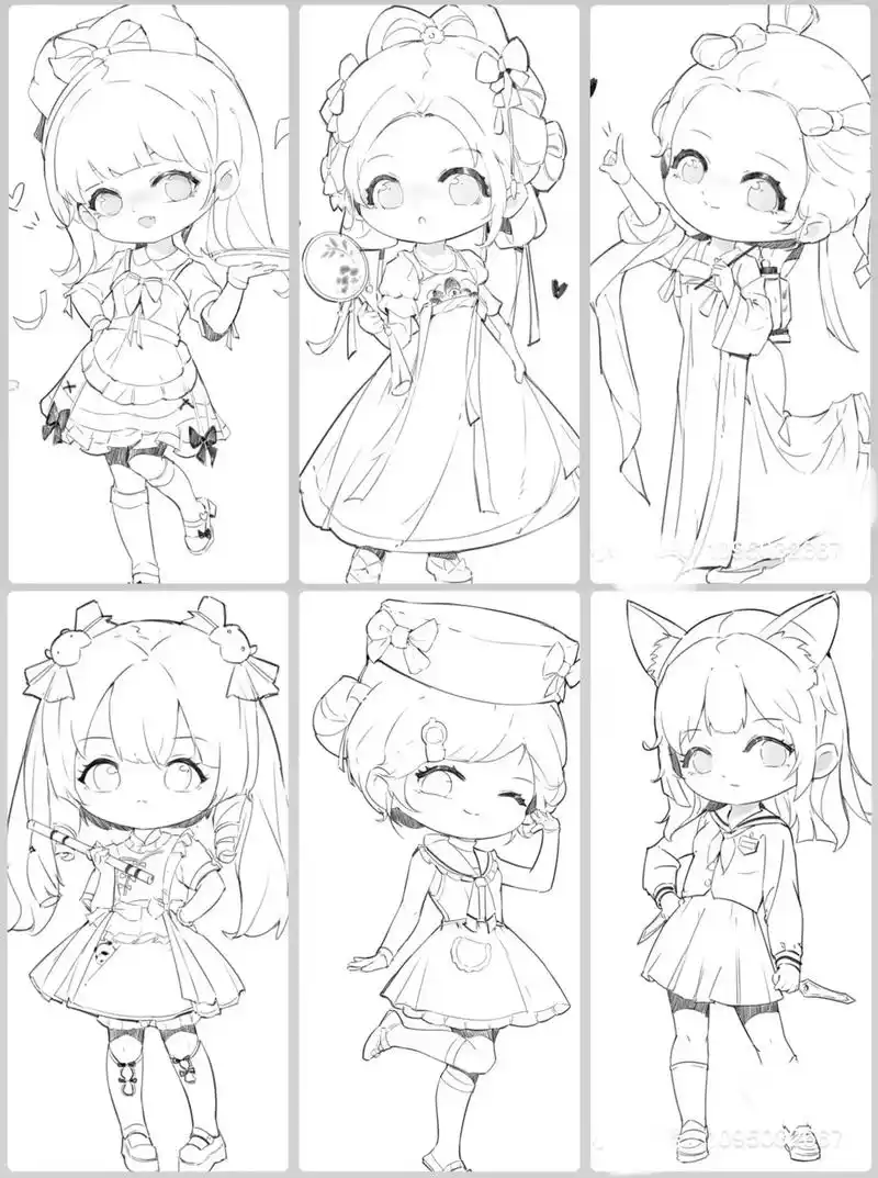 分享一波q版速写小示范～7月团练马上开启.有喜欢画qq小人的 - 抖音