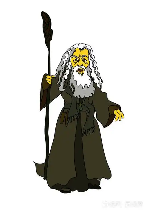 用一根棍子衣衫褴褛的白发老人