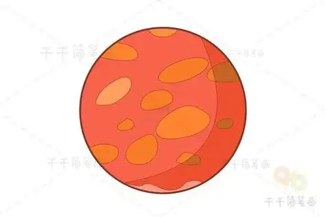 火星简笔画图片卡通火星怎么画涂颜色星球火星的画法简笔画图火星简笔