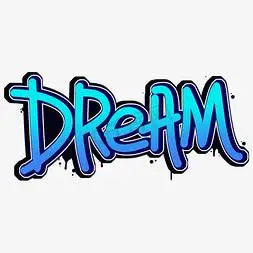 dream梦想英文涂鸦企业文化励志语录不忘初心大步向前毛笔字体设计越