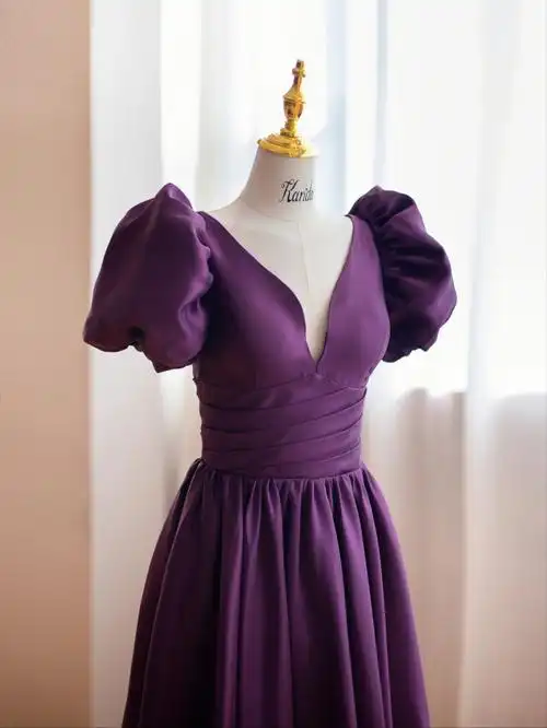 油画系浪漫紫色礼服深圳婚纱店