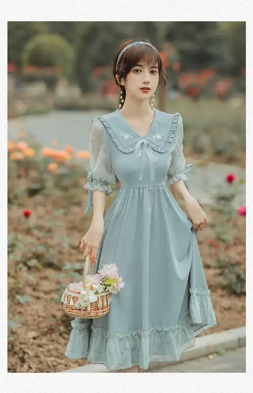 高中女学生成人礼服装夏季小个子学院风连衣裙子奶甜少女感穿搭甜美温