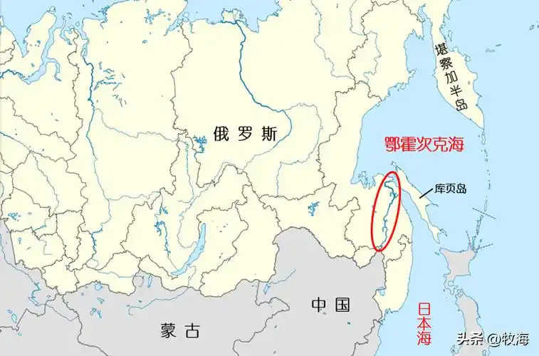 阿穆尔河(红色椭圆内)是大麻哈鱼的第一洄游通道在调研大马哈鱼的资源