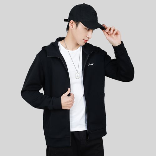 李宁外套男开衫立领夹克秋季新款拉链针织棉宽松休闲刺绣运动服潮